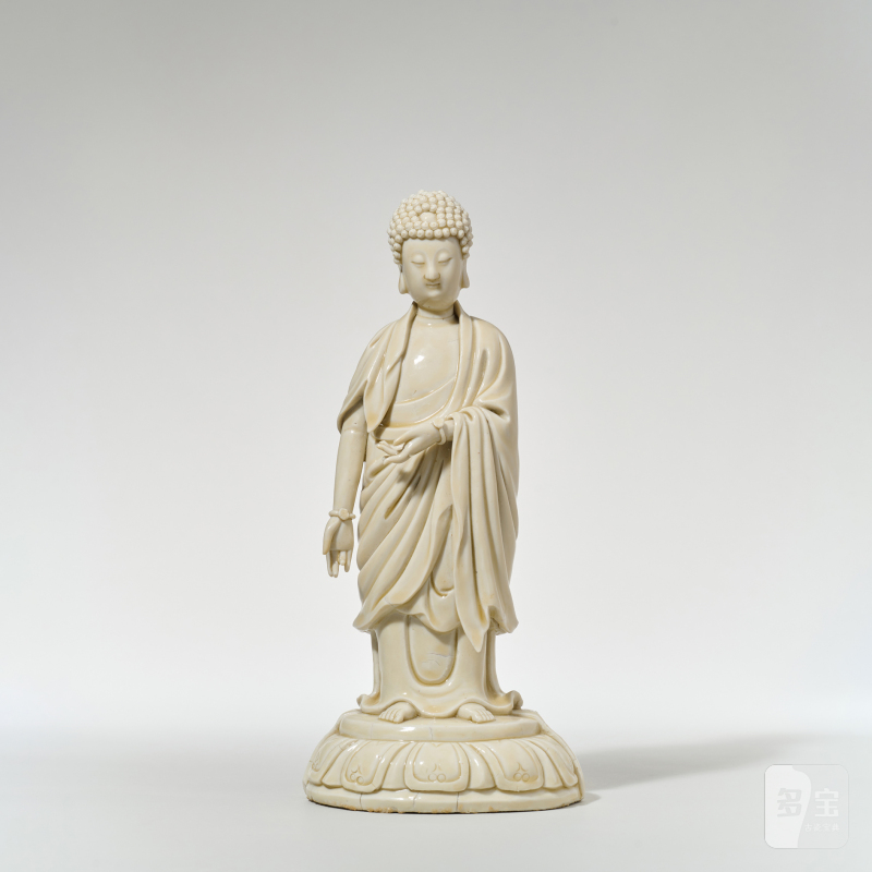 明末清初 德化白釉释迦牟尼佛立像 - 图5